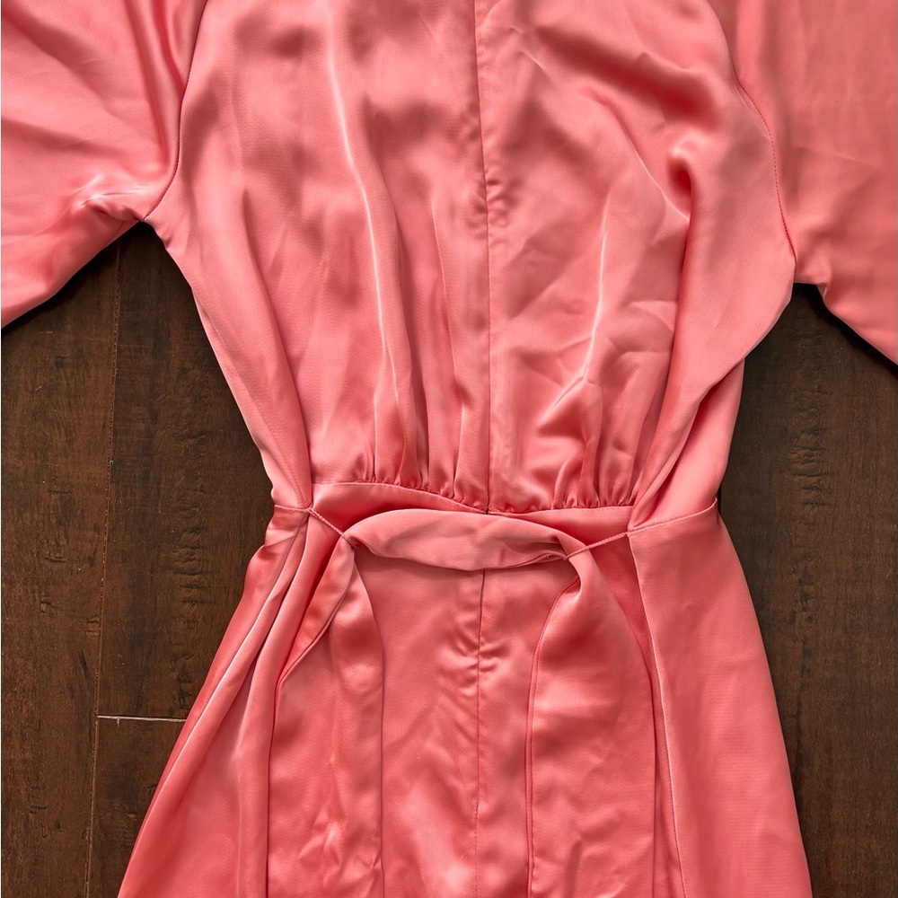 H&M Satin Vibrant Pink Long Sleeve Dress - Picture 7 of 7